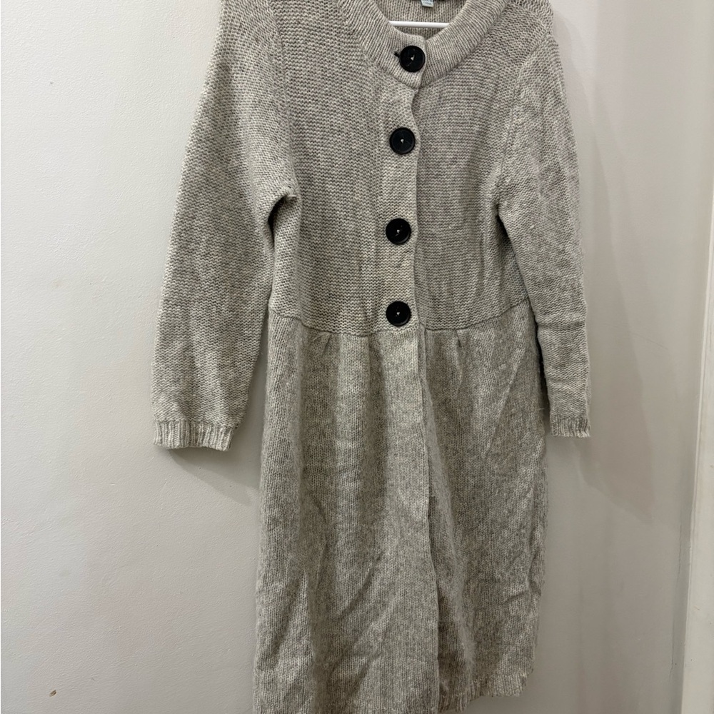 Boden Cozy Gray Knit Cardigan with Black Buttons - wool blend - size 8
